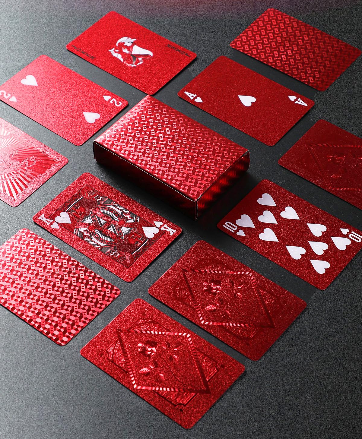 CIBOAN Red Plastic Waterproof Playing Cards, Deck of Cards, Durable Standard Size Poker Deck for Family Game Nights, Travel,Beach & Pool& Outdoor