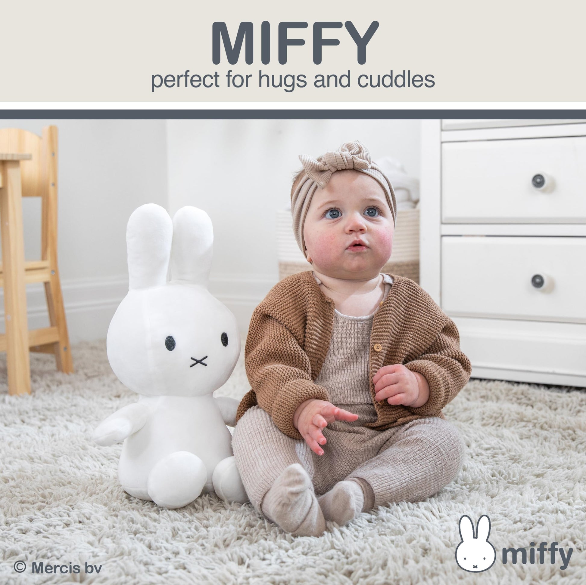 Kids Preferred Miffy Plush Toy, 14 Inch Sitting Dutch Bunny Plush by Dick Bruna, Soft Boa Rabbit Bunny Stuffed Animal Plushie Doll for Girls and Boys