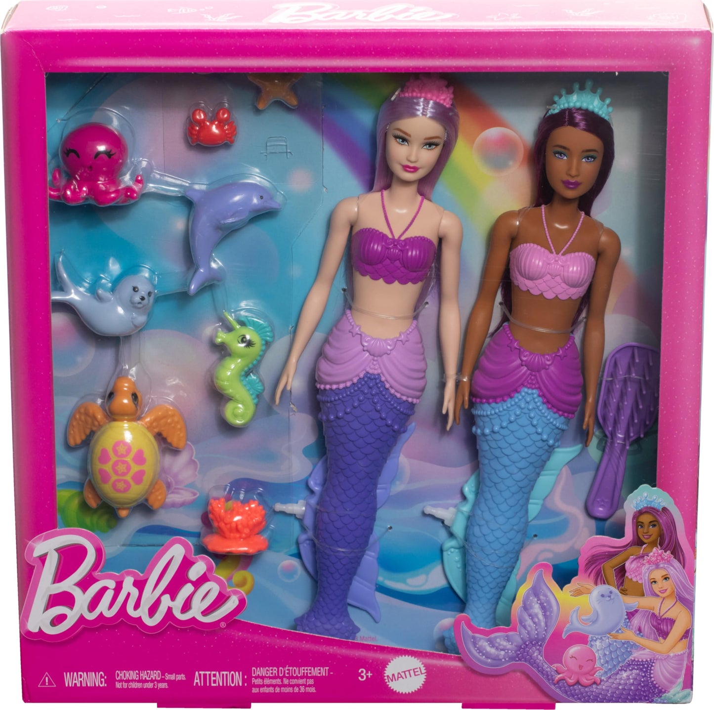 Mermaid Barbie Dolls 2-Pack: Sea Animals, Headbands & Ocean Accessories by Barbie