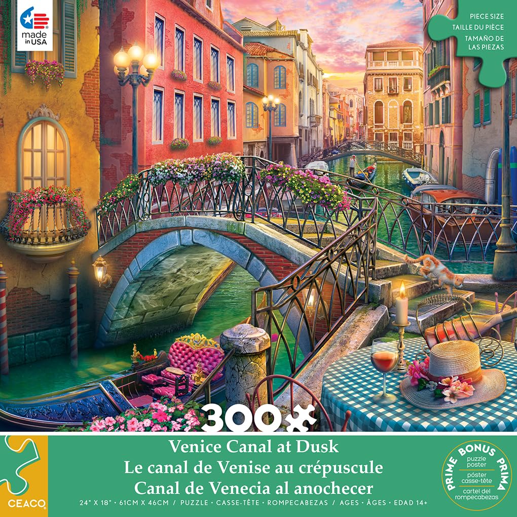 Ceaco - Venice Canal at Dusk - 300 Large Piece Jigsaw Puzzle for Adults