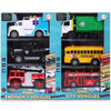 Playkidiz Toy Cars for Toddlers - 6Pcs Pull Back Cars Toys with Light and Sounds, City and emergency vehicles set, Including Police Car, Fire Truck