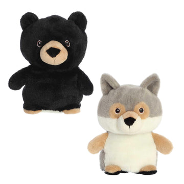 Aurora® Responsibly Made Eco Nation™ Reversible Eco Pairs: Black Bear and Wolf Stuffed Animal - Ideal for Playtime Adventures - Perfect for Birthdays
