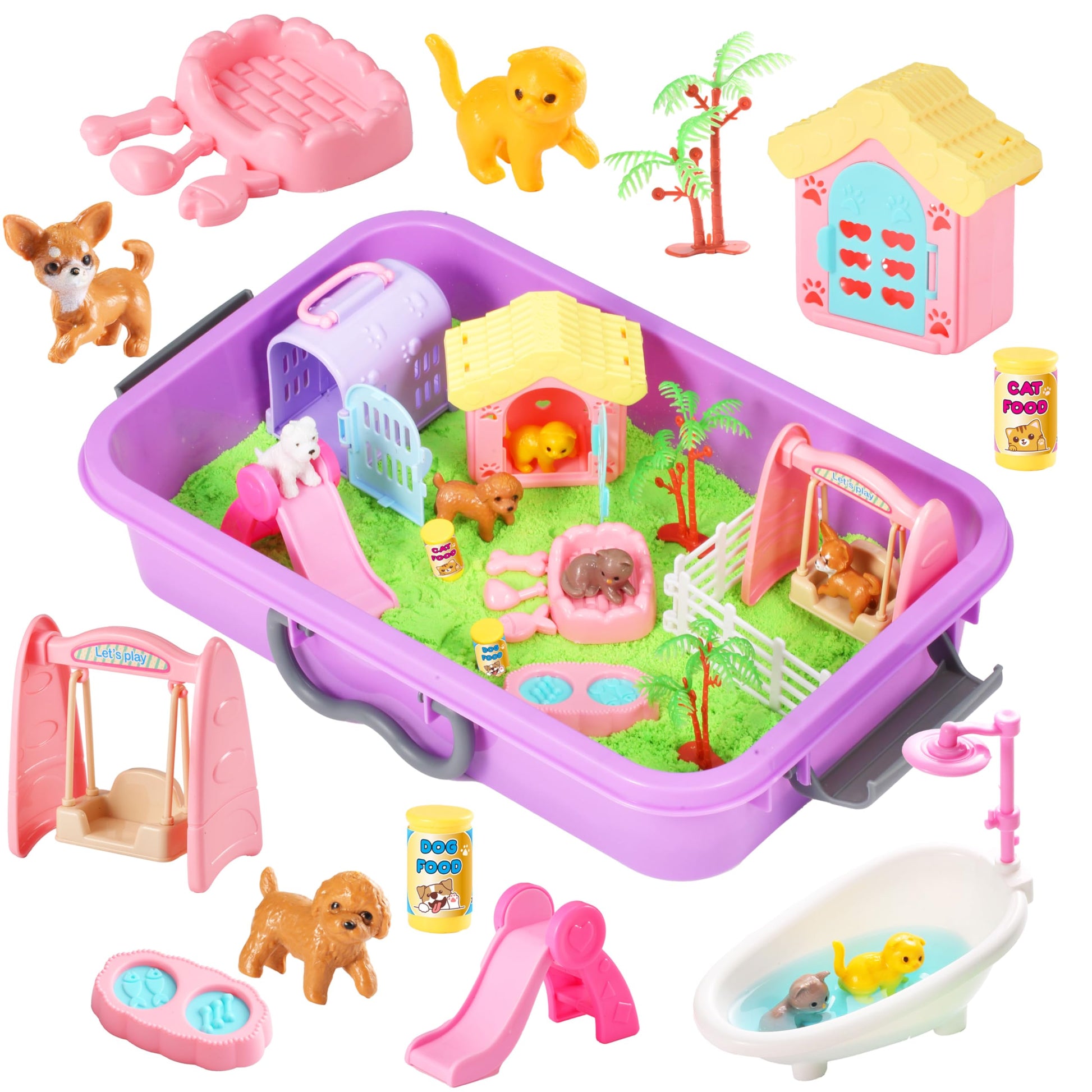 Carolart Pet Sensory Bin, Dog & Cat Sand Box Play Sand Kit, Sensory Toys