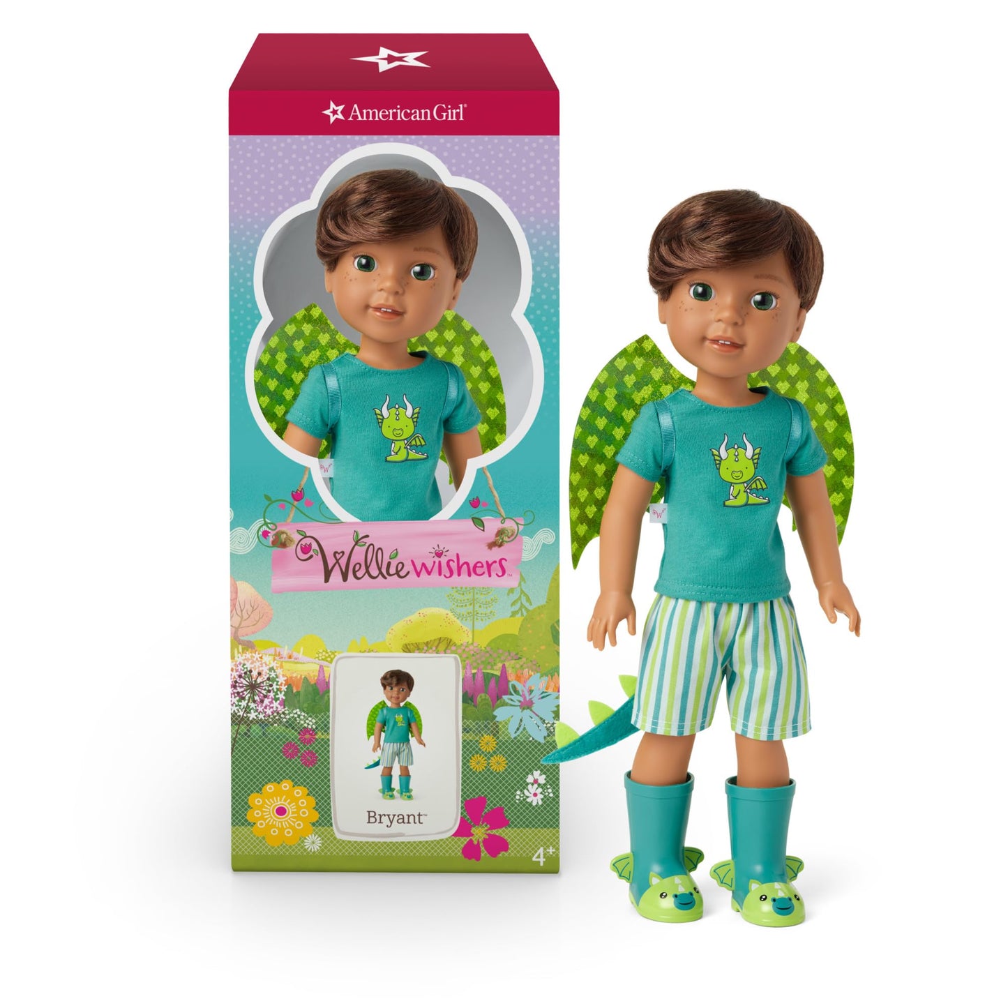 American Girl WellieWishers 14.5-inch Bryant Doll with T-shirt, Shorts, Dragon Wings & Tail, and Boots, For Ages 4+
