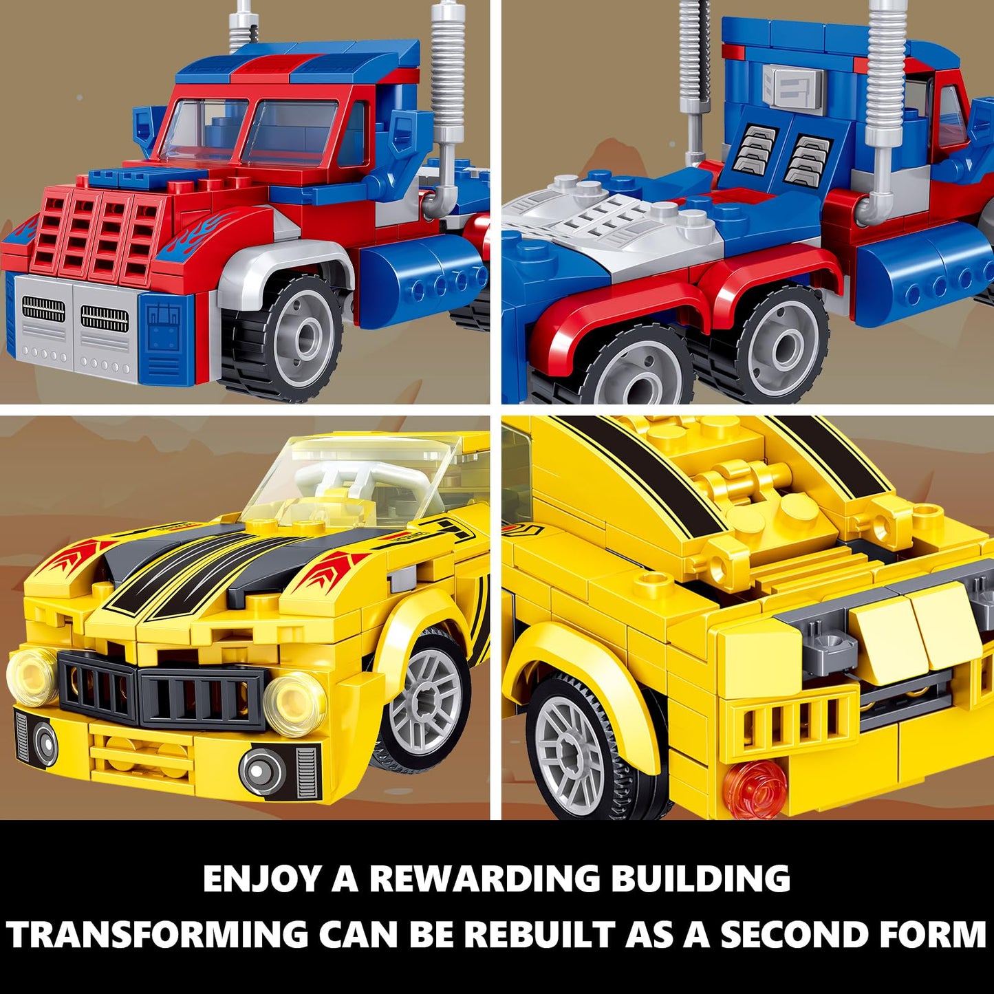 HIGH GODO Transforming Building Set, Collectible 2in1 Transformation Robot and Truck Building Block Set, Cool Robots Toys Gifts for Teens Adults 14+