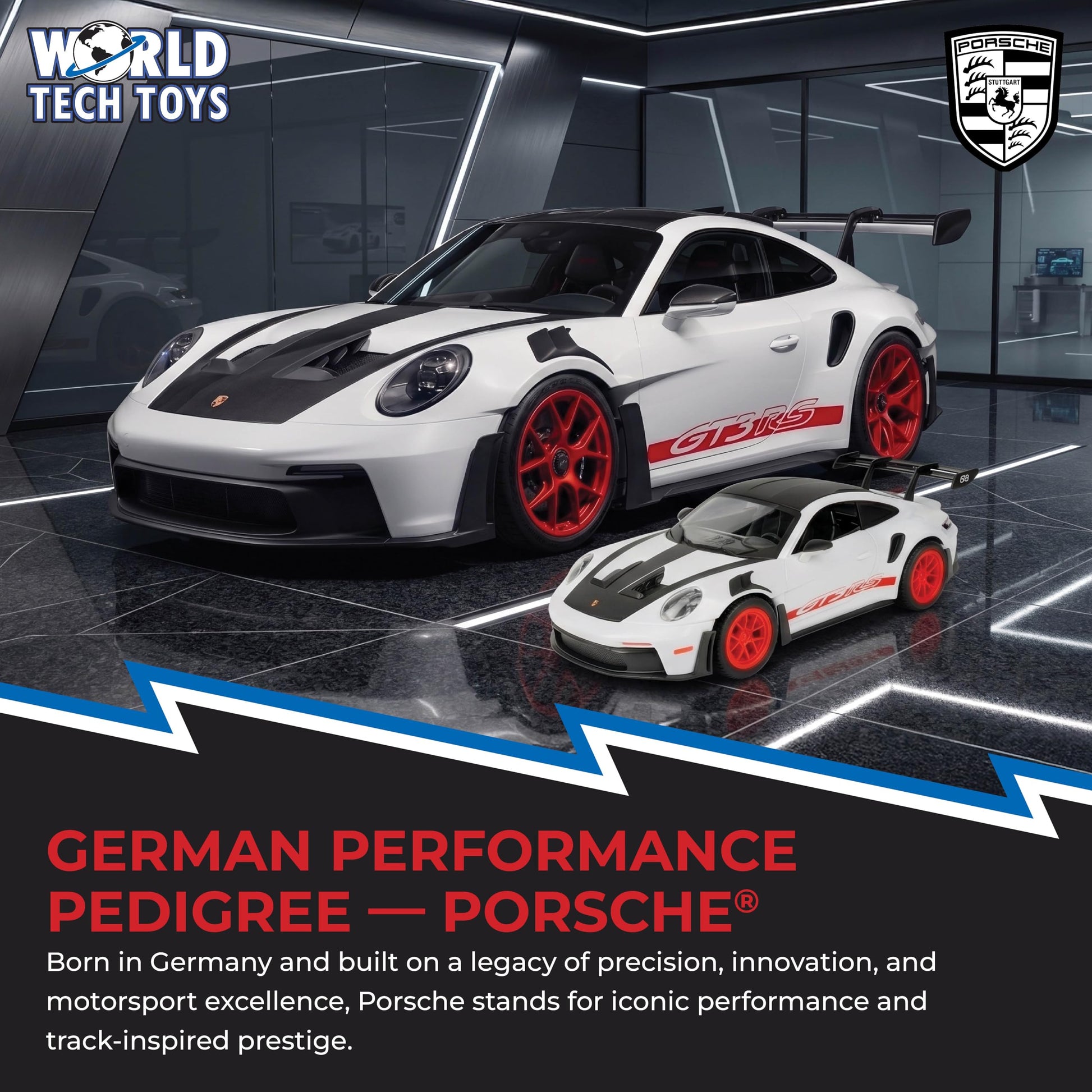 Porsche GT3 RS 1:10 Electric RC Car, 2.4GHz, Rechargeable Battery