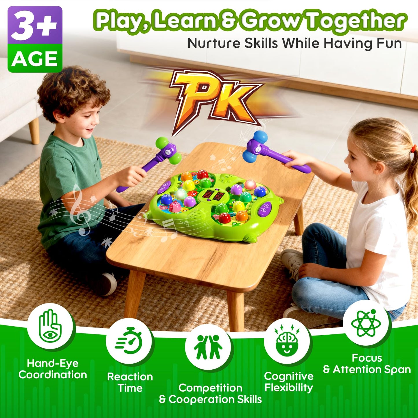Noltola Whack Game Mole for Toddlers, Pounding Toys for Kids Ages 3-12
