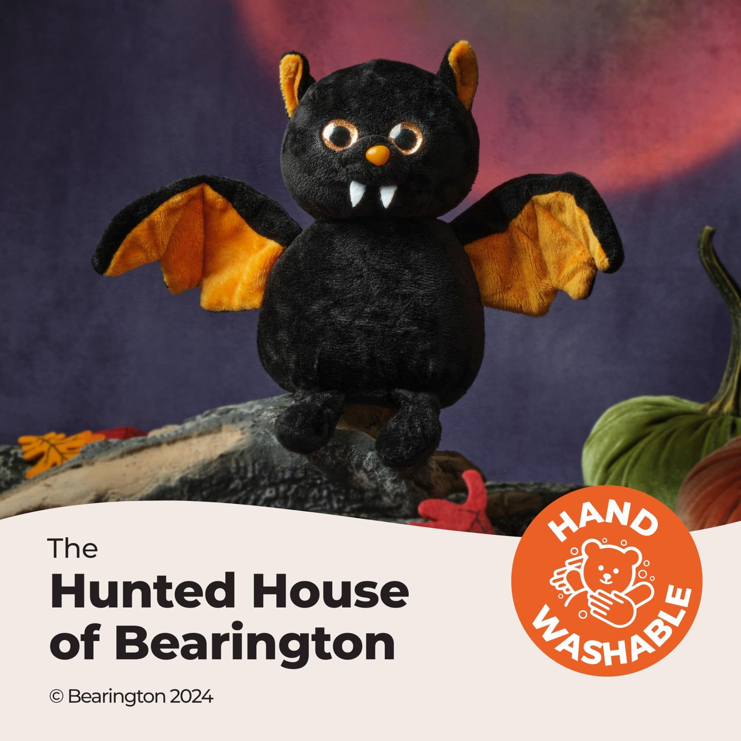 Bearington Collection Echo Halloween Plush, 7.5 Inch Bat Stuffed Animal
