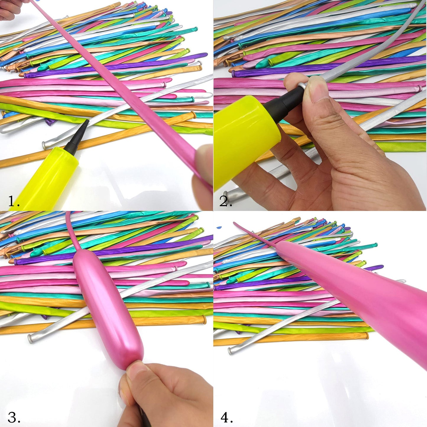 LXZFCRG 100pcs 260 Long Balloons Kit with Pump, Shiny Metallic Latex Twisting Balloon for Balloon Animals, Magic Balloons for Birthdays Wedding Party