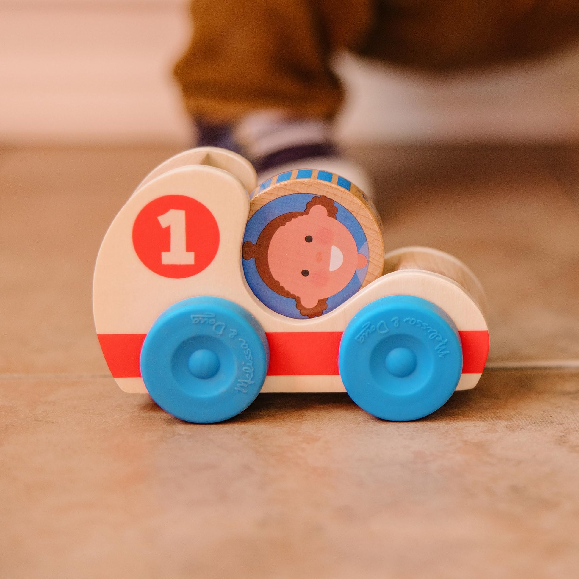 Melissa & Doug GO Tots Wooden Race Cars (2 Cars, 2 Disks) Stacking Toys For Infants, Hand Push Vehicles, Wooden Car Toys For Toddlers Ages 1+ -