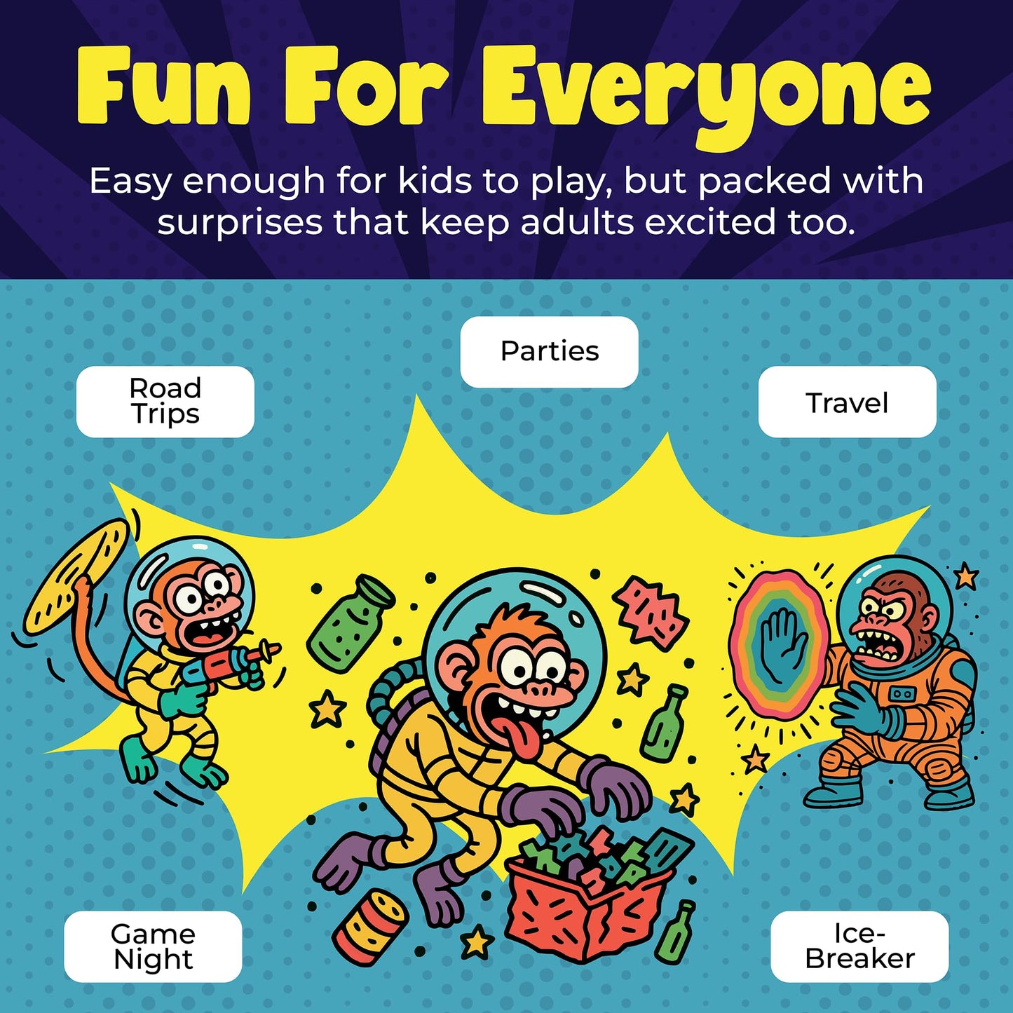DR DINGUS Space Monkeys Card Game - 2-7 Players - Ages 7+ - 20 Minutes to Play - High Stakes - for Party, Family Night, Kid, Teen, Adult