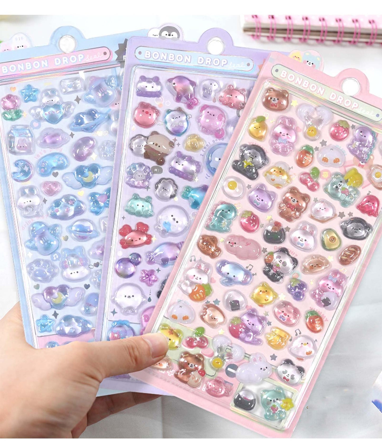 200 Pcs Fantastic 3D Floating Stickers - Kids Cartoon World Adventure, Mini Penguin, Whale, Rabbit, Elephant, and Fruit Themed DIY Stickers for Kids