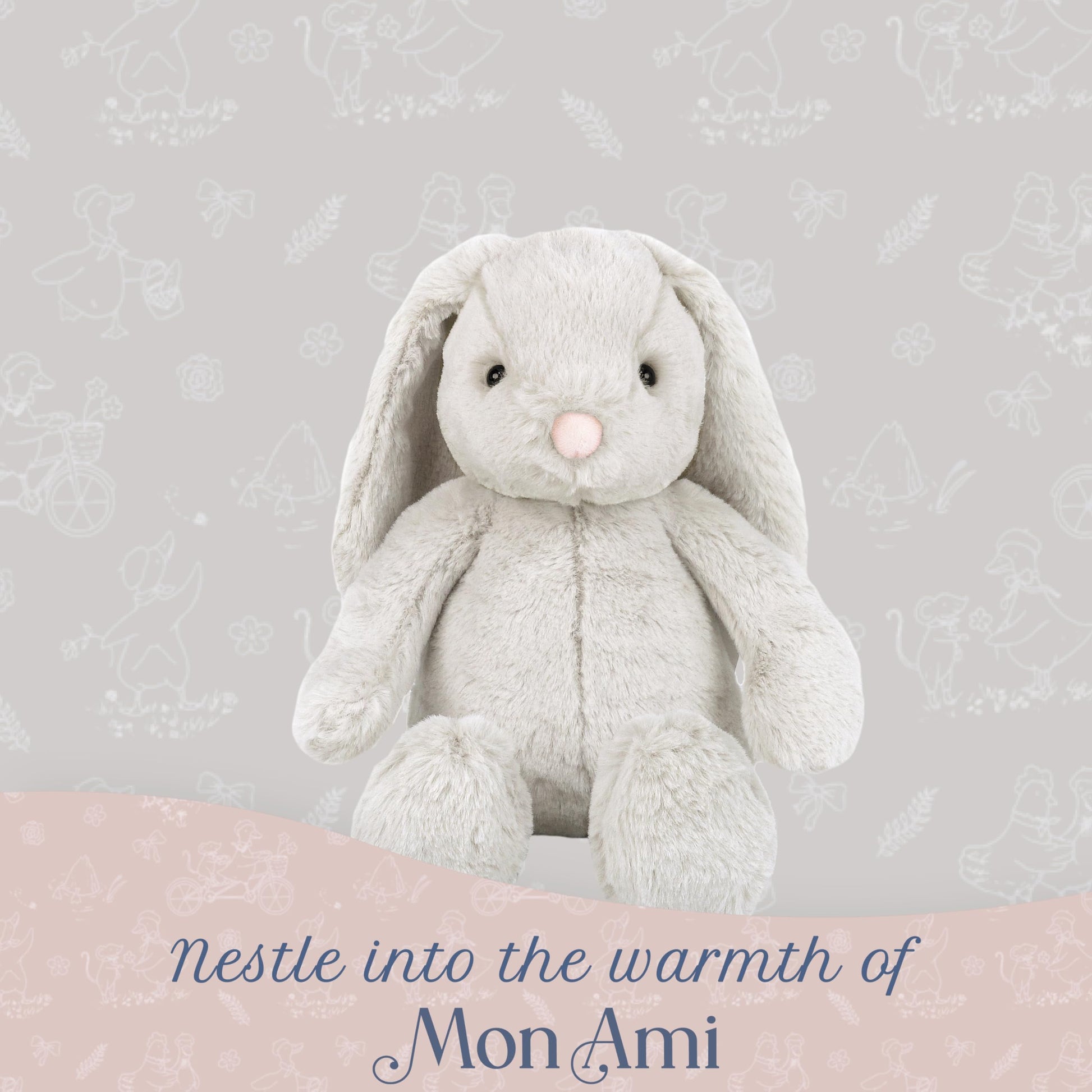 MON AMI Sterling Bunny 13-Inch Stuffed Rabbit, Soft Bunny Plush Toy Gift