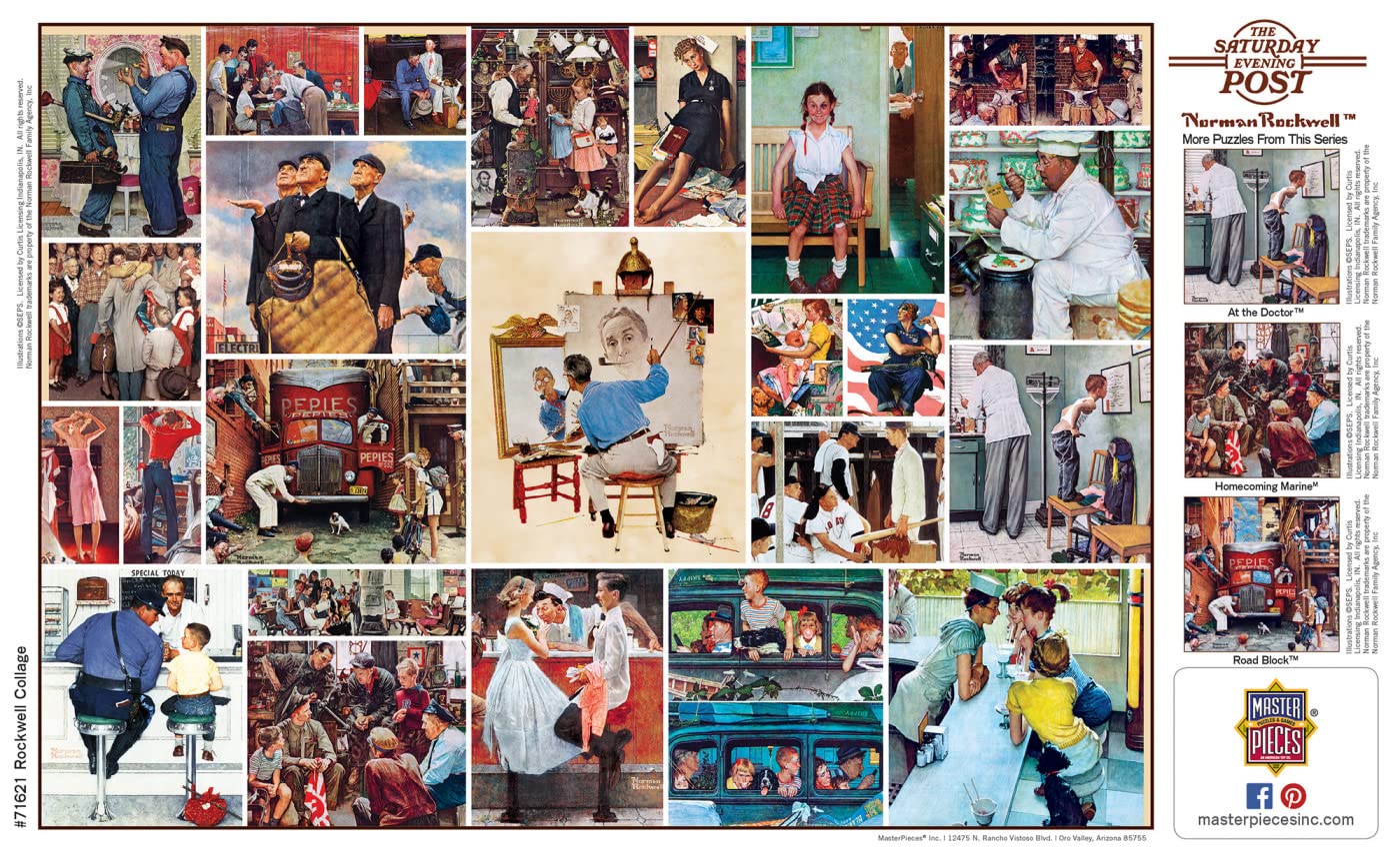 MasterPieces SEP Collages 1000 Puzzles Collection - Rockwell Collage 1000 Piece Jigsaw Puzzle