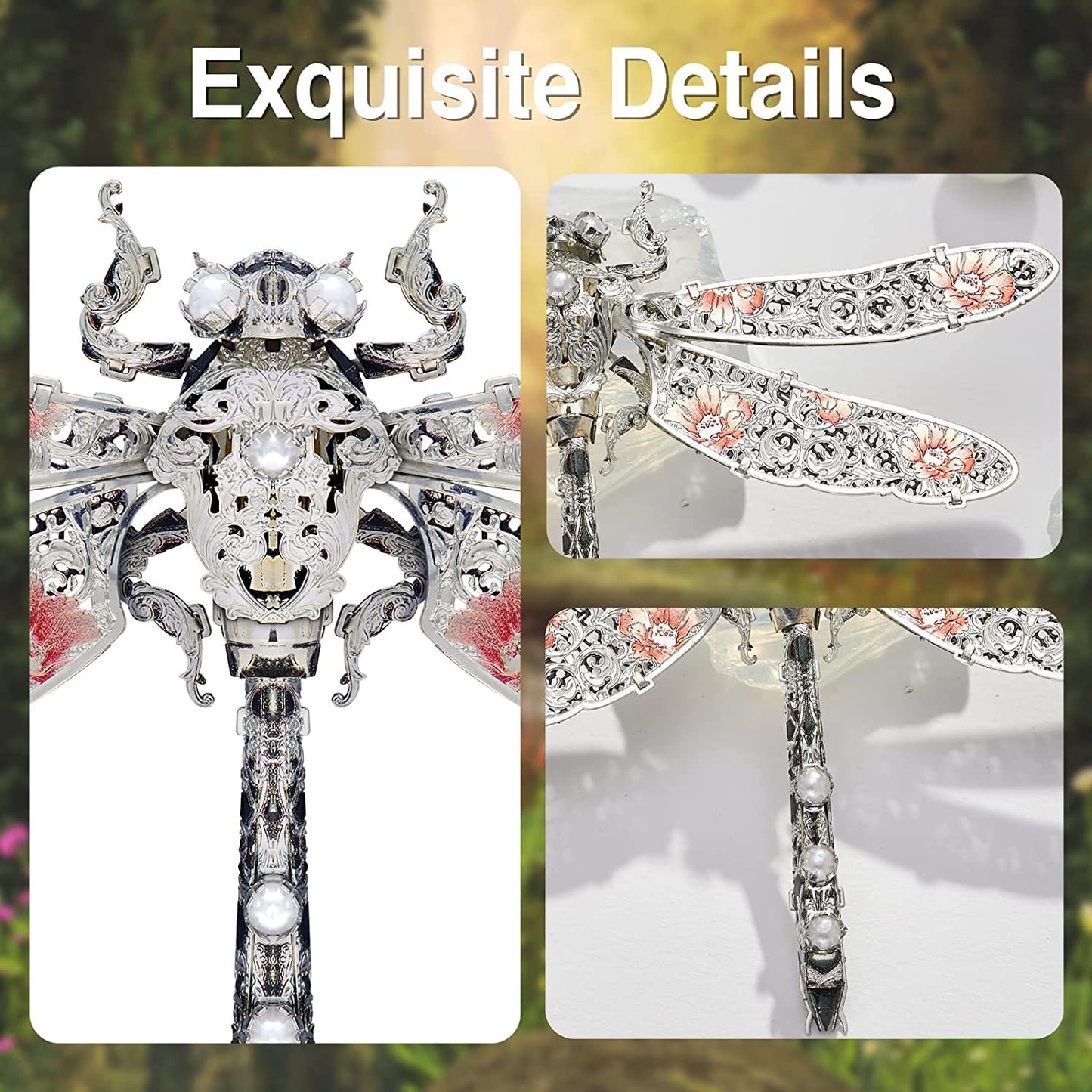 JOMIOD 3D Metal Puzzle, Dragonfly Metal Model Kits, Insect Themed Animal Fashion Brooch Assembling DIY 3D Puzzles to Build, 3D Model Building Kits