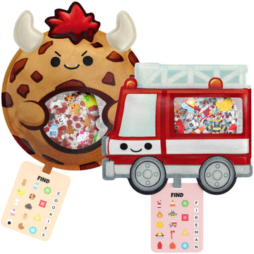 Vango BIZYBOO - The Original Seek & Find Plush - Hidden Object Search Problem Solving Educational Matching Game for Kids 2 and Up - 2 Pack (Crumbs