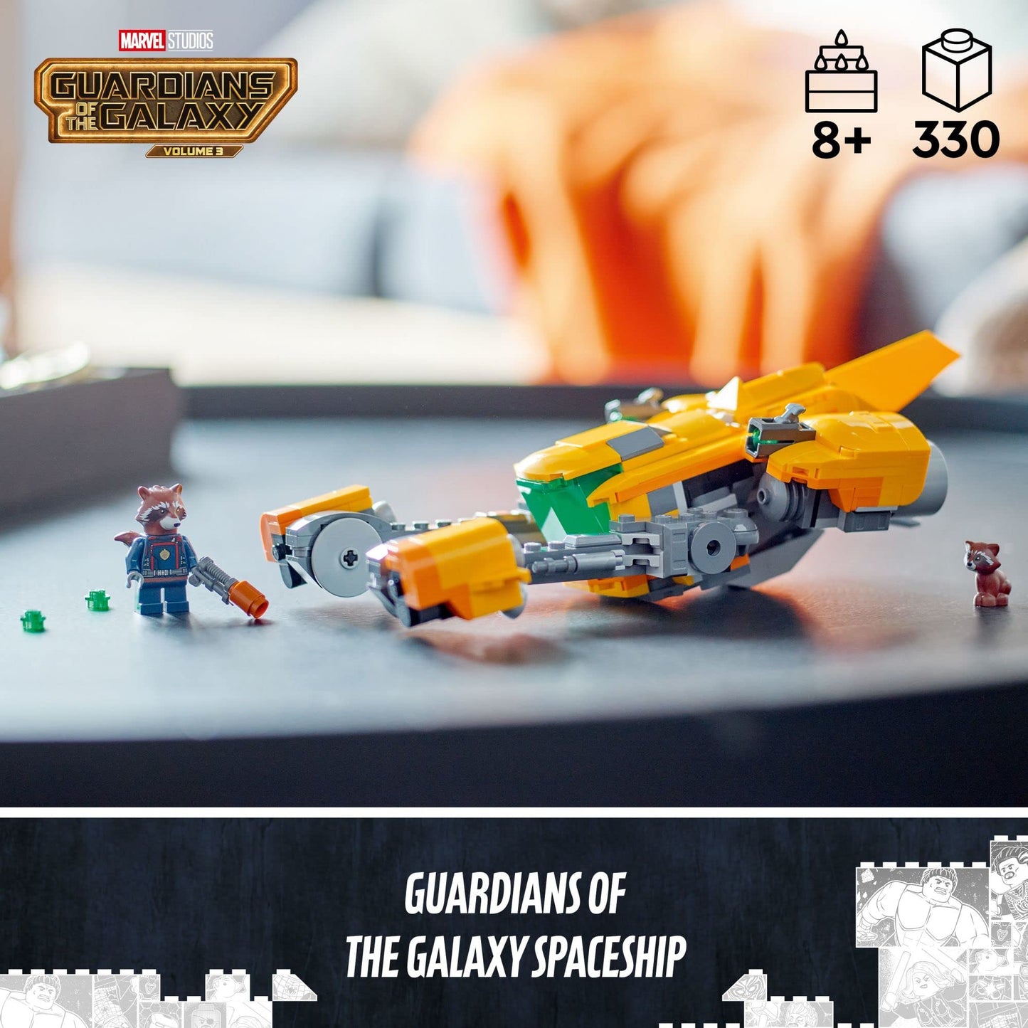LEGO Marvel Baby Rocket's Ship 76254 Buildable Spaceship Toy from Guardians of the Galaxy 3 Featuring Rocket Raccoon and Baby Rocket Minifigures,