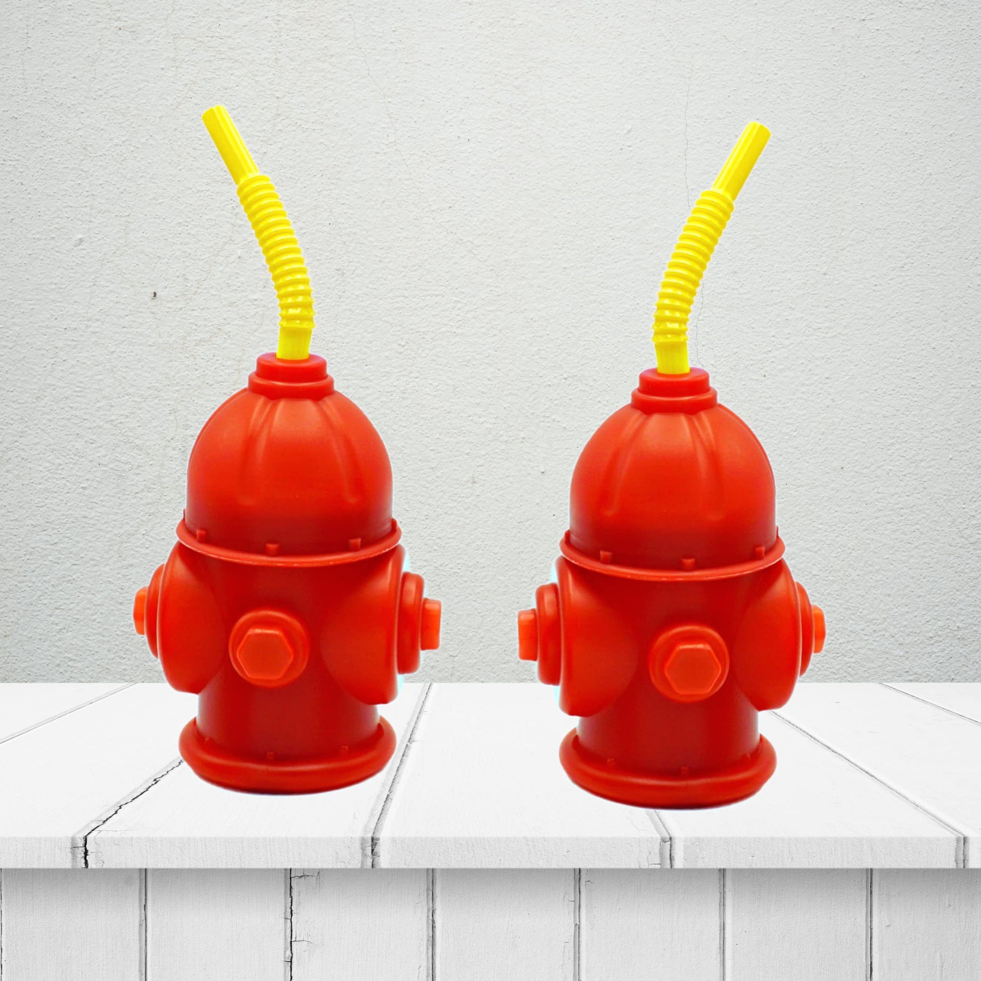 4E's Novelty Fire Hydrant Straw Cups With Lids (10 Pack) 12oz - For Paw Dog Patrol, Firefighter Birthday Party Favors, Firetruck Fireman Party