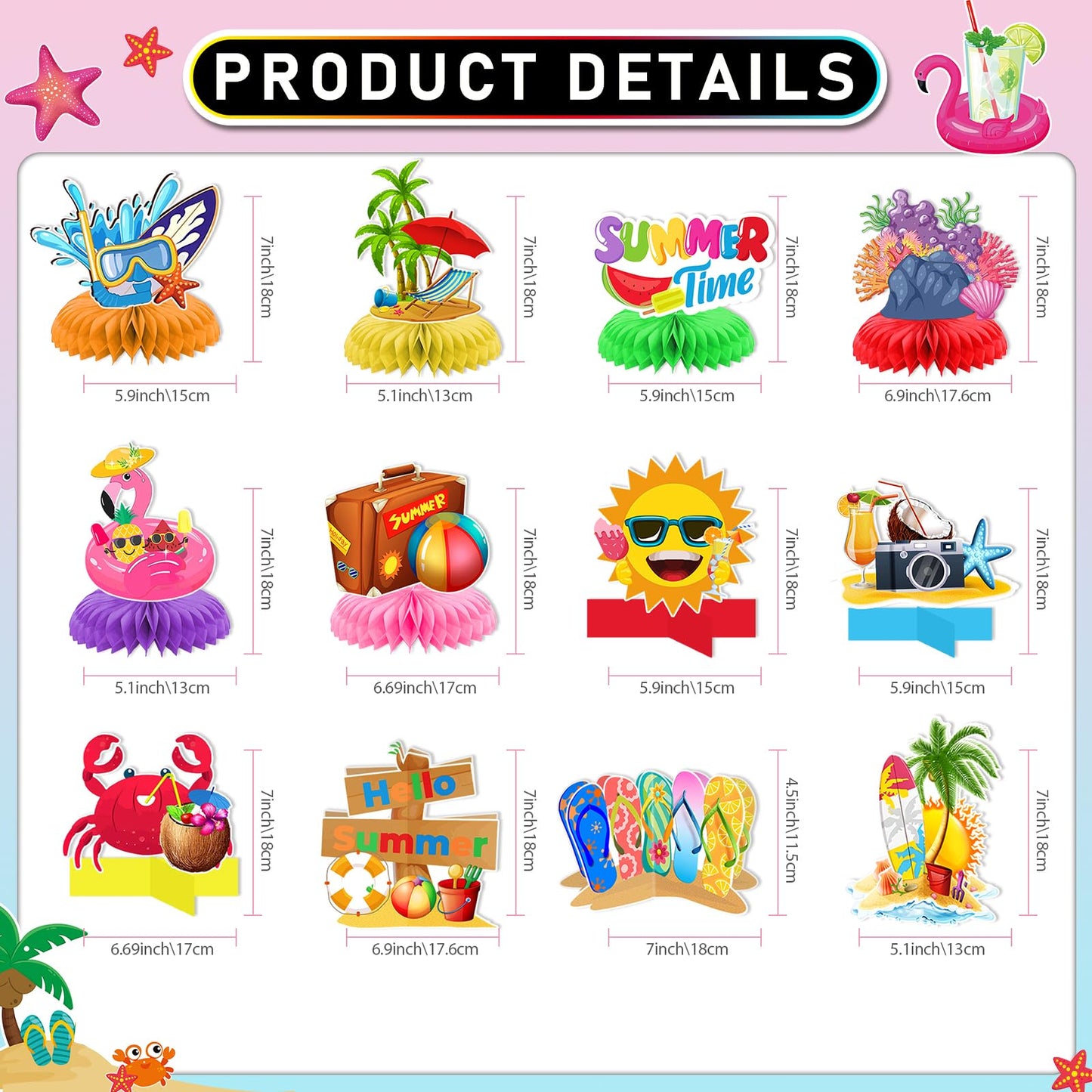Summer Party Decorations Beach Party Decorations Beach Themed Party Decorations Summer Decorations Summer Centerpieces for Tables Hawaiian Table