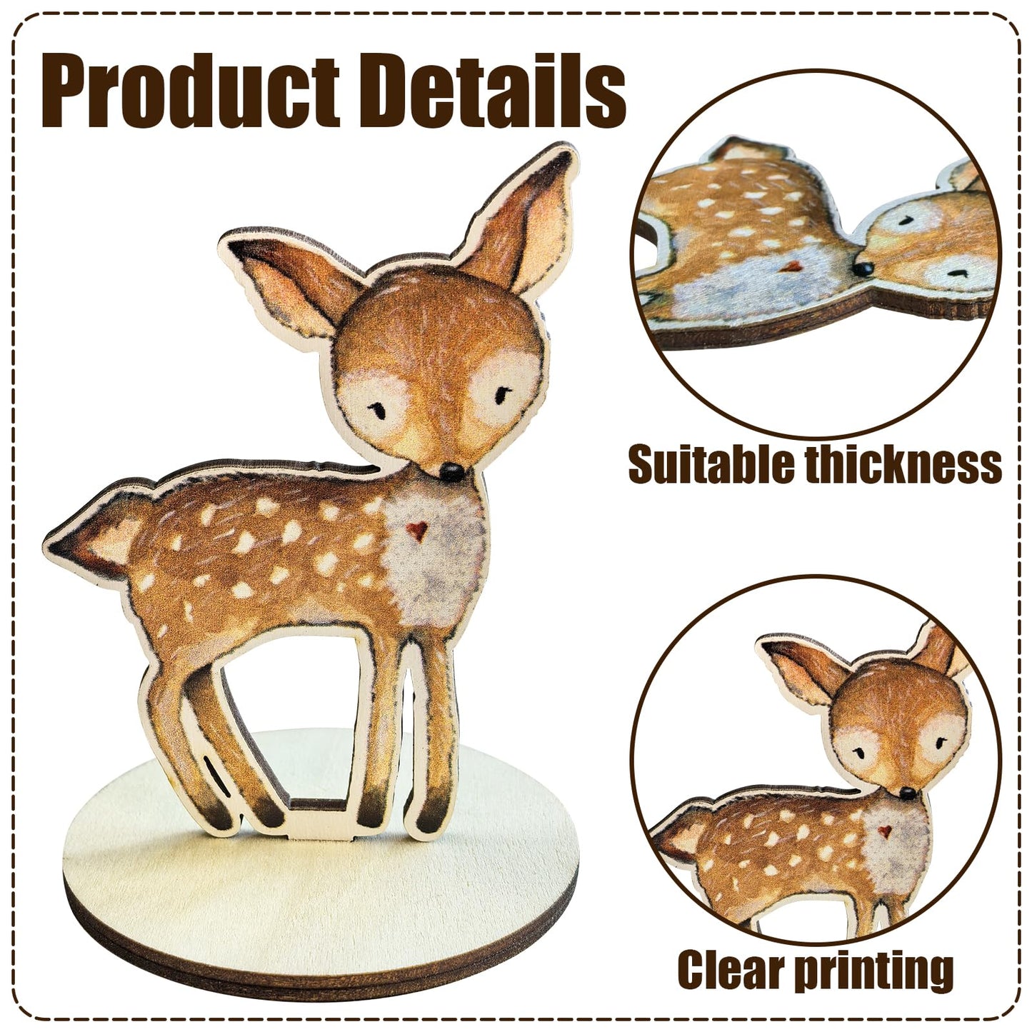 12 Pcs Painted Woodland Animals Wood Table Centerpieces Cutout Shapes Woodland Baby Shower Decorations Wild Creatures Wood Table Topper for Forest