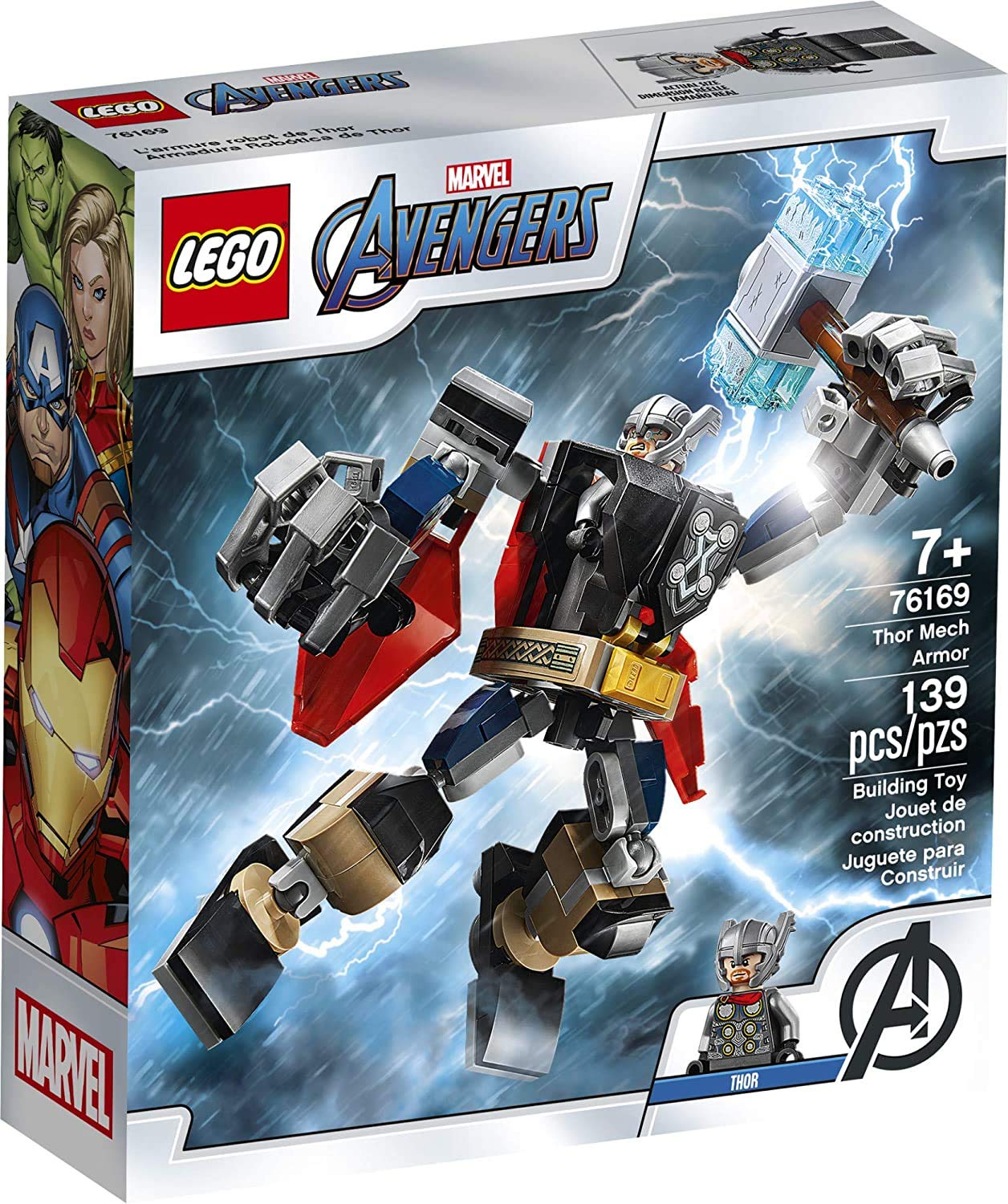 LEGO Marvel Avengers Classic Thor Mech Armor 76169 Cool Thor Hammer Playset; Superhero Building Toy for Kids, New 2020 (139 Pieces)