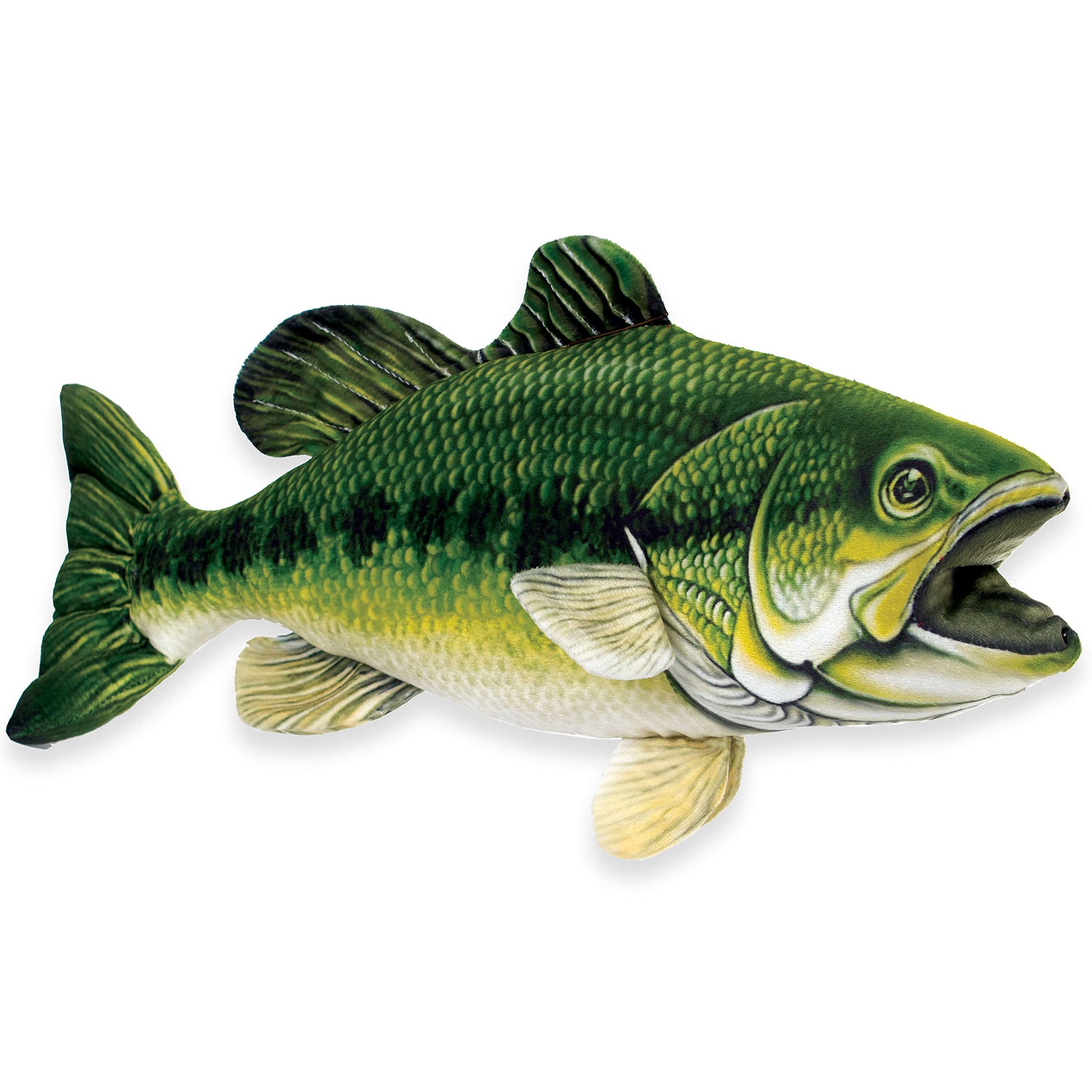 Real Planet Fishing Stuffed Animal - Sockeye Salmon Trout Bass Plush Stuffed Toy for Kids, Fishing Gifts for Men, Plush Freshwater Fish (Large Mouth