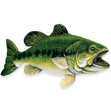 Real Planet Fishing Stuffed Animal - Sockeye Salmon Trout Bass Plush Stuffed Toy for Kids, Fishing Gifts for Men, Plush Freshwater Fish (Large Mouth