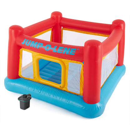 Intex Inflatable Jump-O-Lene Indoor Outdoor Kids Bounce Castle House with Air Pump