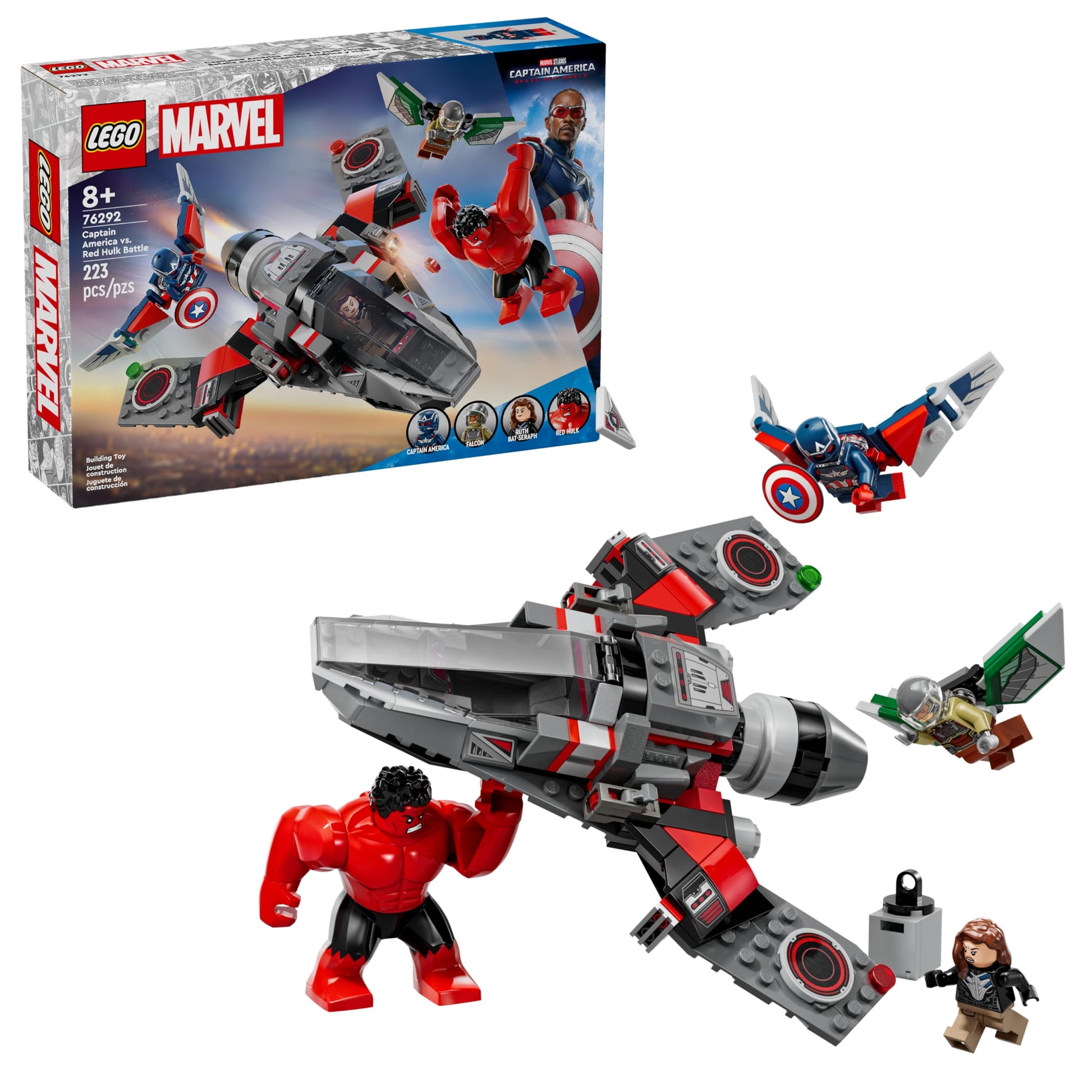 LEGO Marvel Captain America vs. Red Hulk Battle Building Set - Avengers Toy for Kids - Birthday Gift for Boys and Girls Ages 7+ - Includes Hulk Action