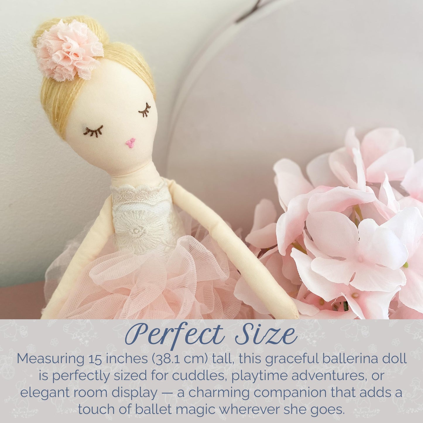 MON AMI Charlotte The Ballerina 15-Inch Stuffed Doll, Plush Gift Girls