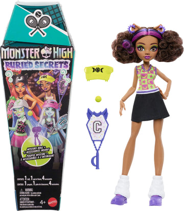 Monster High Buried Secrets Dolls and Accessories, Courtside Fang-Out Theme with Mystery Doll and 5 Unboxing Surprises (Characters May Vary)
