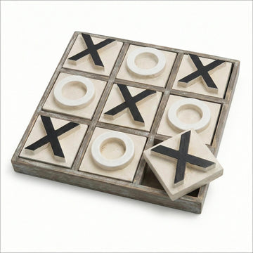 JEVERGN 12.6" Large Wooden Tic Tac Toe Game, Rustic Coffee Table Game, Wood Farmhouse Tic Tac Toe Board Game Decor, Family Games for Adult & Kids