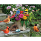 Bits and Pieces 100 Piece Puzzles for Adults - Birds on the Porch Steps - 100 Extra Large Pieces 15" x 19" Jigsaw Puzzles, Flowers, Summer, No 2