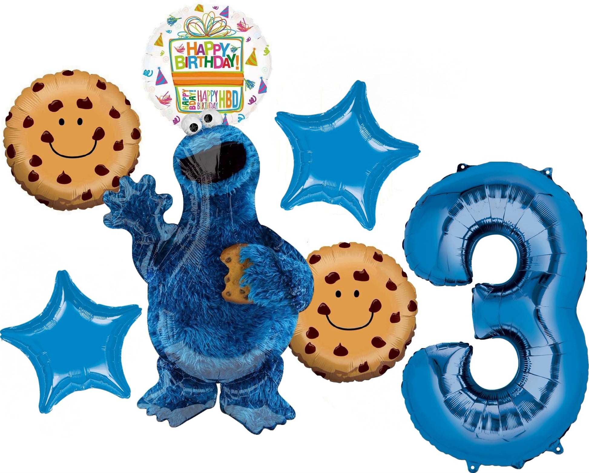 Cookie Monster 3rd Birthday Party Supplies Balloon Bouquet Decorations