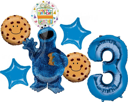 Cookie Monster 3rd Birthday Party Supplies Balloon Bouquet Decorations