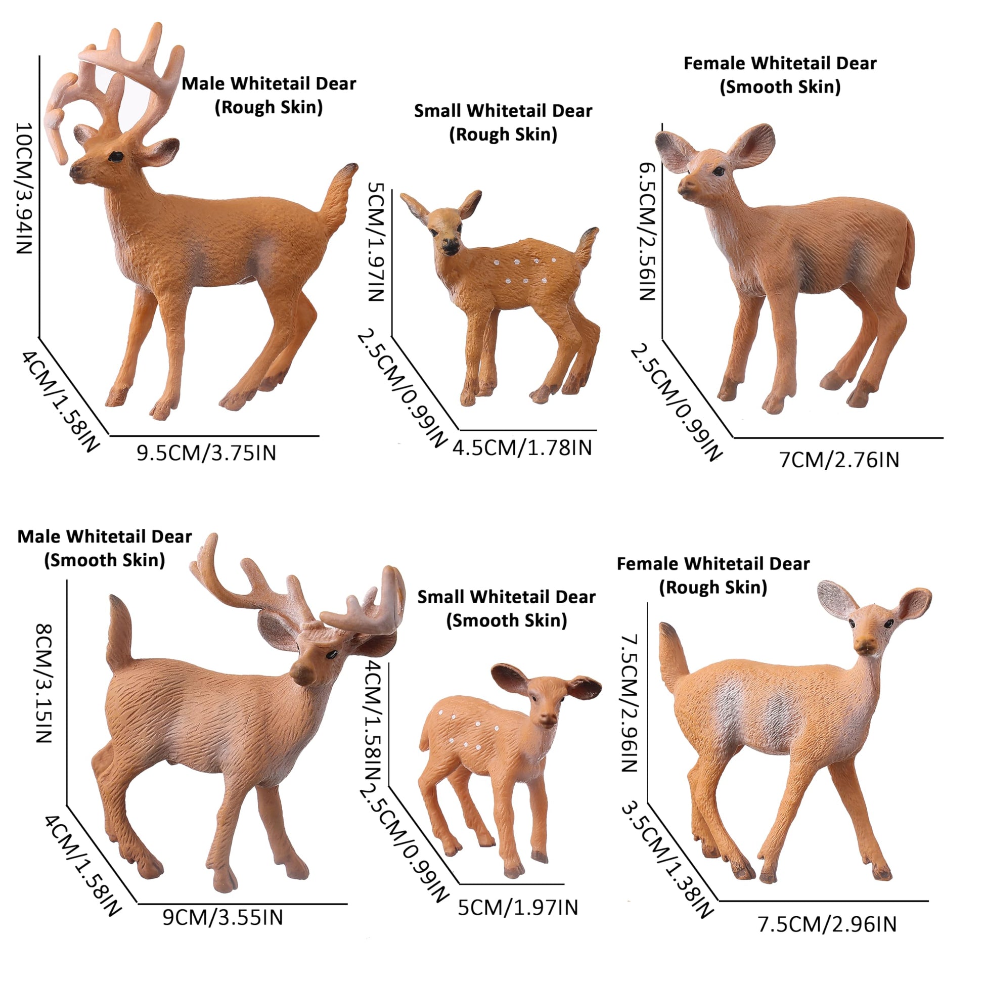 JOKFEICE Deer Animal Figures, 6PCS Realistic Plastic Woodland Figurines - Forest Animal Toys for Kids, Christmas Decorations, Birthday Cake Toppers