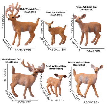 JOKFEICE Deer Animal Figures, 6PCS Realistic Plastic Woodland Figurines - Forest Animal Toys for Kids, Christmas Decorations, Birthday Cake Toppers