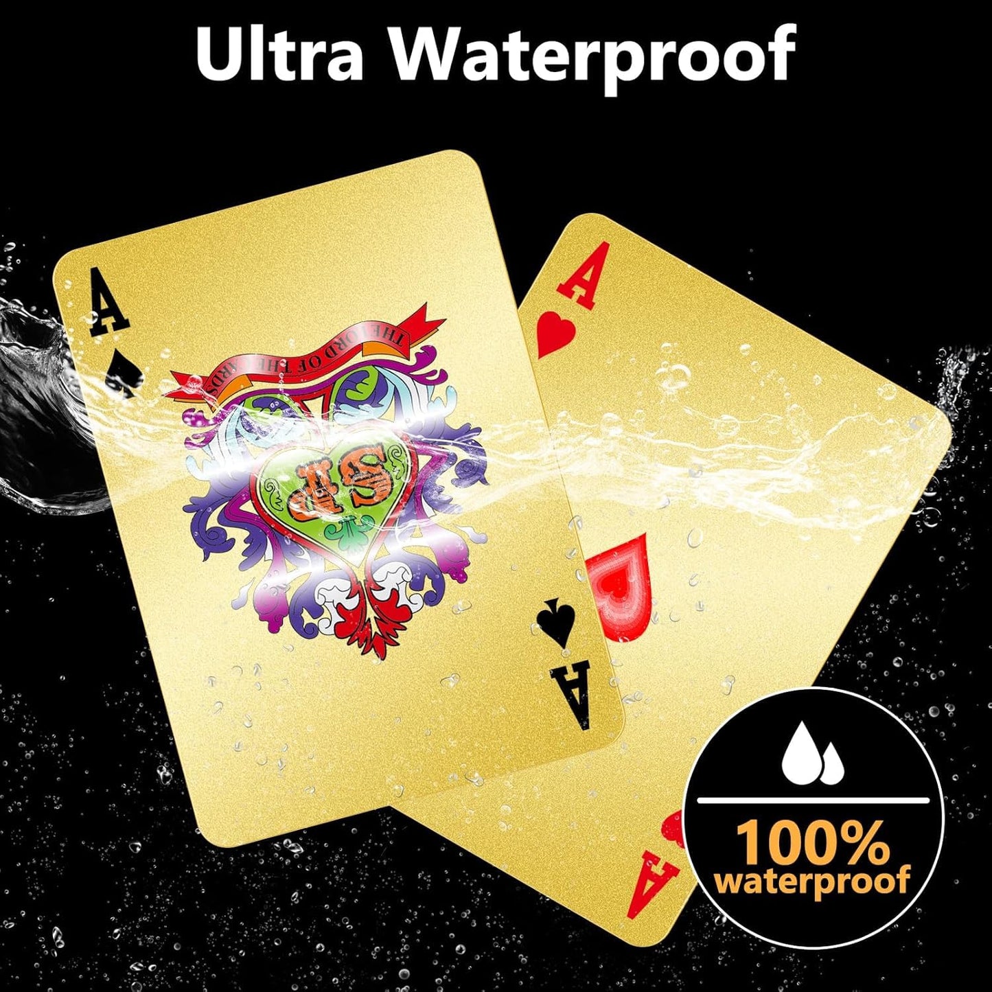 Luxury 24K Gold Foil Poker Playing Cards： Poker Gifts with Wooden Box Waterproof Metal Playing Deck of Cards for Men Party -Camping - Birthday