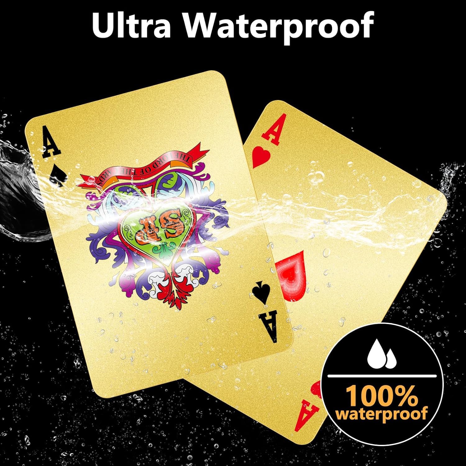 Luxury 24K Gold Foil Poker Playing Cards： Poker Gifts with Wooden Box Waterproof Metal Playing Deck of Cards for Men Party -Camping - Birthday