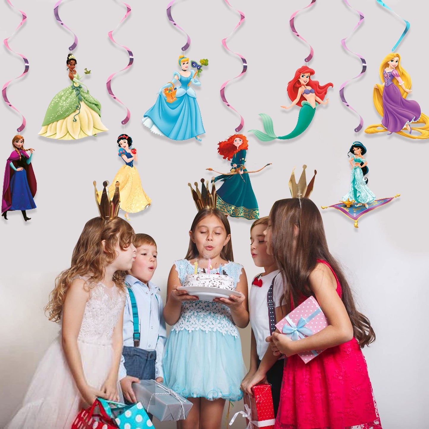 Princess Party Decorations, 28 Pcs Princess Theme Hanging Swirl Decorations, Ceiling Streamers for Girls Birthday Party, Kids Party & Baby Shower