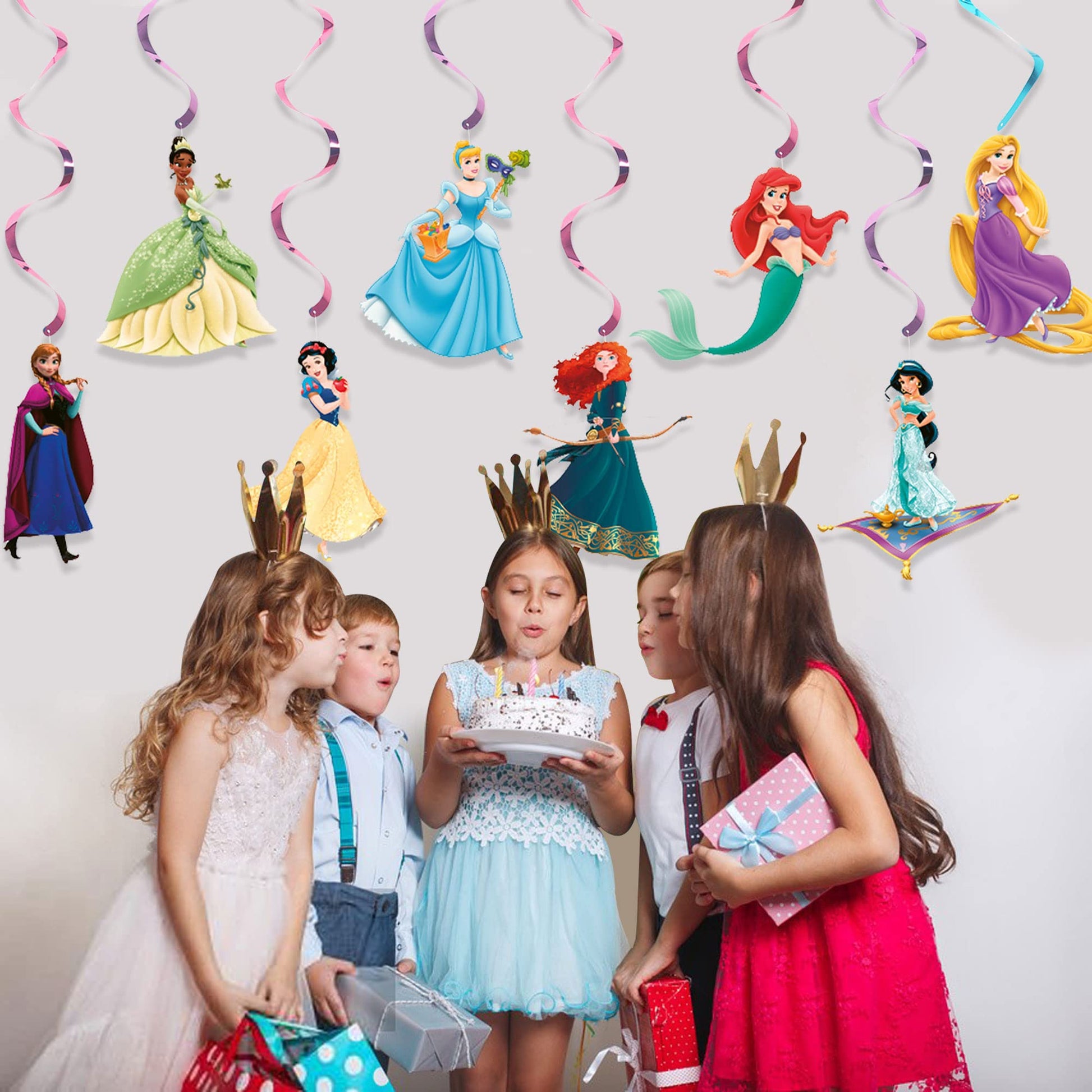 Princess Party Decorations, 28 Pcs Princess Theme Hanging Swirl Decorations, Ceiling Streamers for Girls Birthday Party, Kids Party & Baby Shower