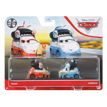 Disney Cars Toys Disney and Pixar Cars 3, Okuni & Shigeko 2-Pack, 1:55 Scale Die-Cast Fan Favorite Character Vehicles for Racing and Storytelling Fun