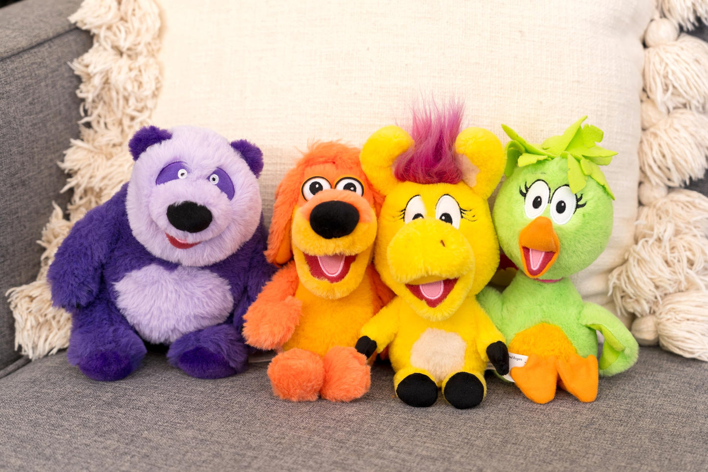 Jada Toys Donkey Hodie 8" Sound Plush Twin Pack - Purple Panda & Duck Duck - Squeeze for Phrases from Preschool Show Donkey Hodie - Ages 3+