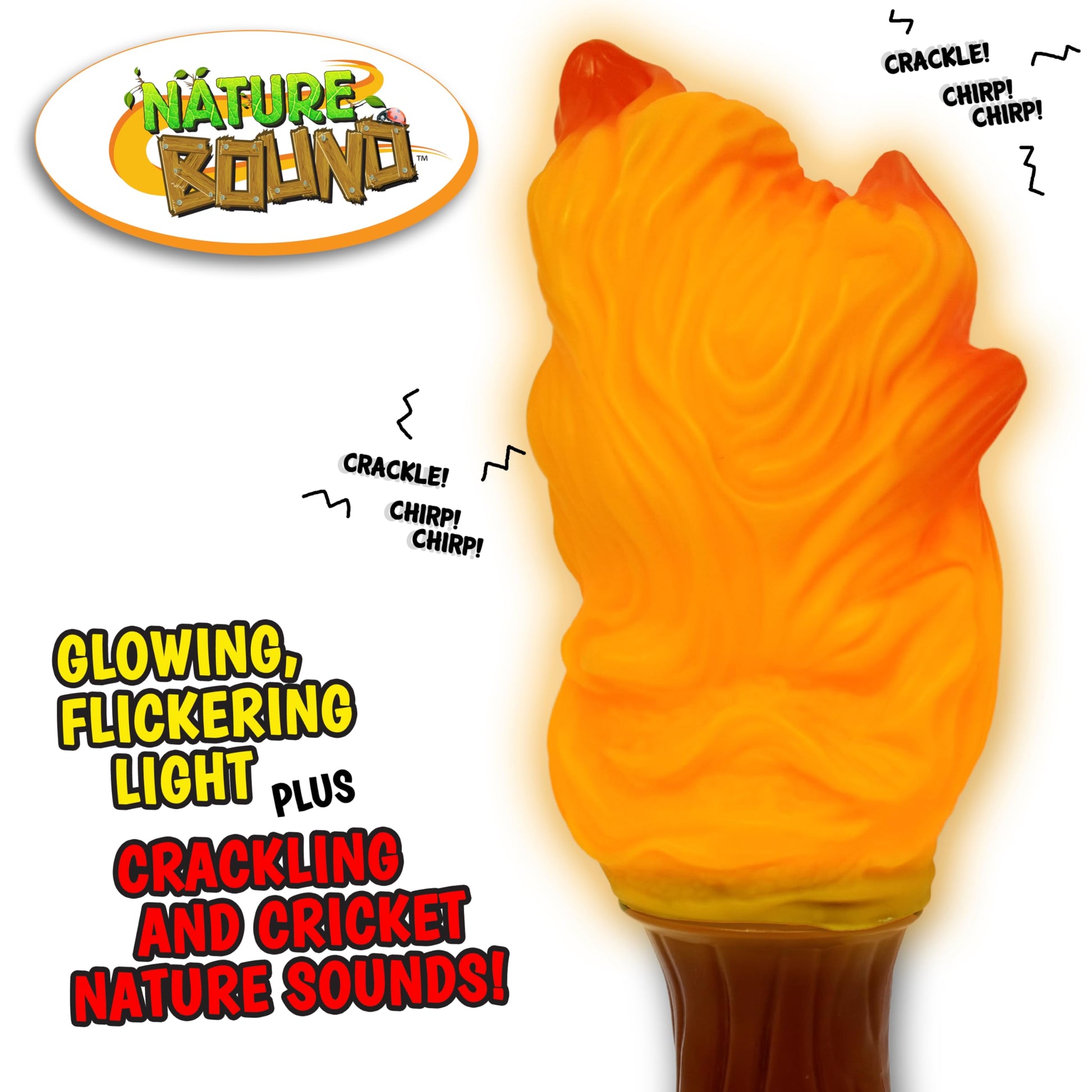 Nature Bound Explorer Torch Campfire Light: Glowing & Flickering Light with Nature Sound Effects - Indoor & Outdoor Play, Camping Adventures,