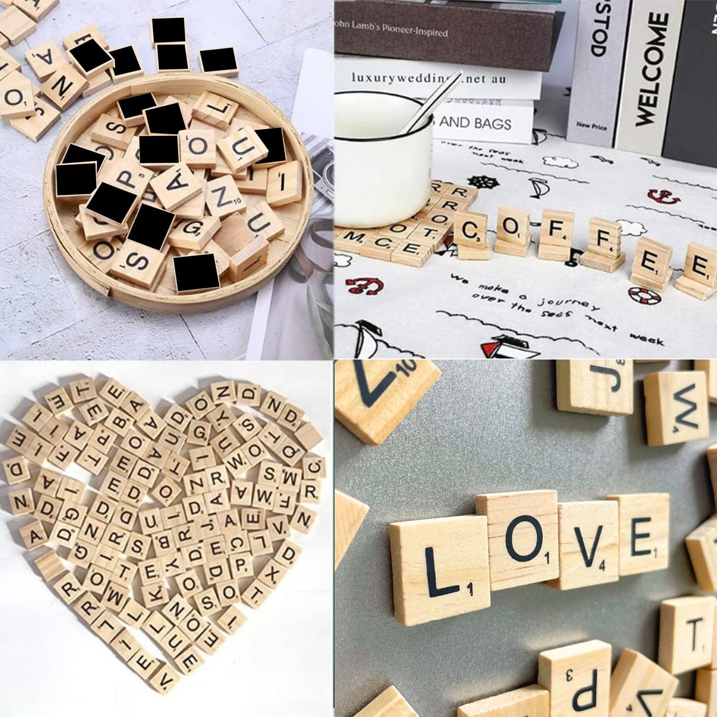 LSCQYYCC-200Pcs Magnetic Wooden Letter Bricks, Craft Letters - DIY Wooden Gift Decoration - Making Letter Coasters and Cross Games DIY Wood Gift