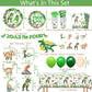 208 Pcs Dinosaur 4th Birthday Party Supplies, Green Dino Roar I'm Four Birthday Decorations, 20 Serves Include Plates, Cups, Napkins, Tablecloth, Cake