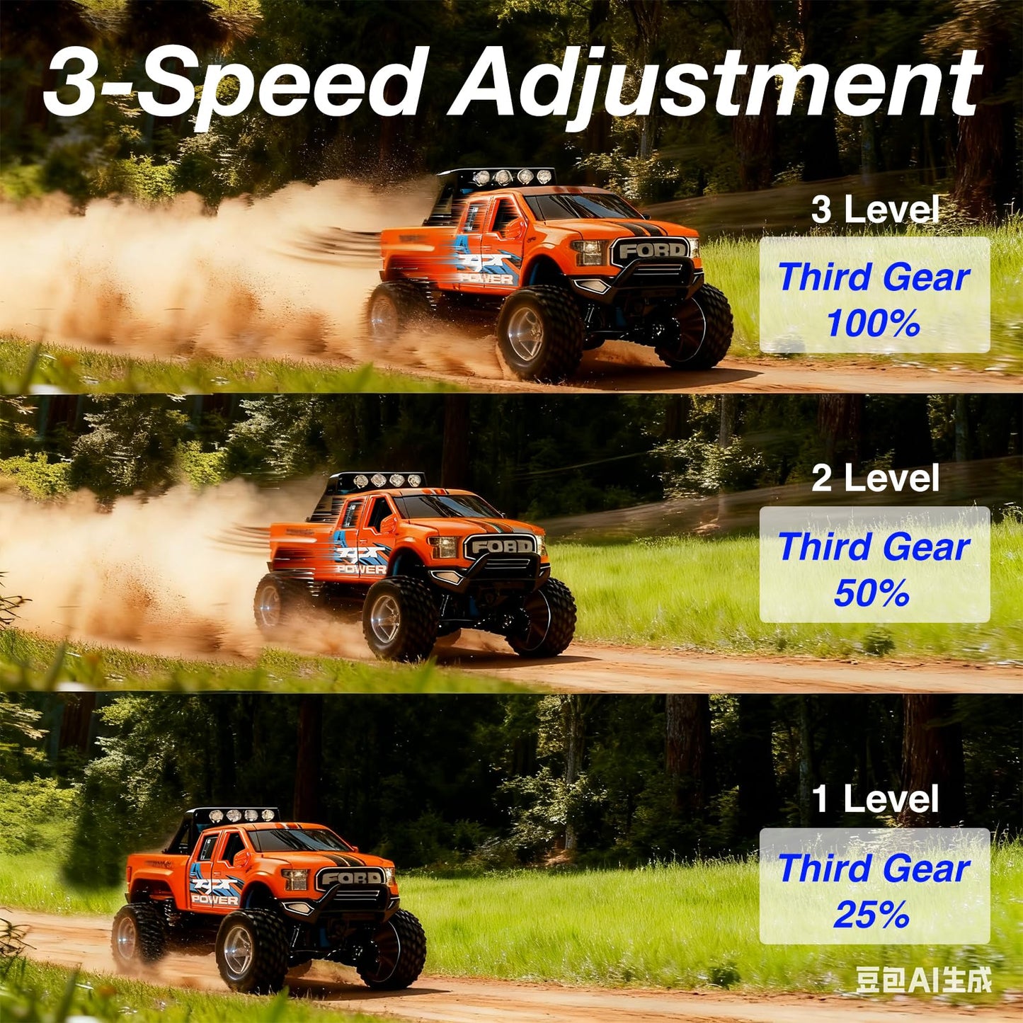 NICETHUMB Mini RC Truck, 1/64 Scale Alloy Monster Truck Remote Control Car