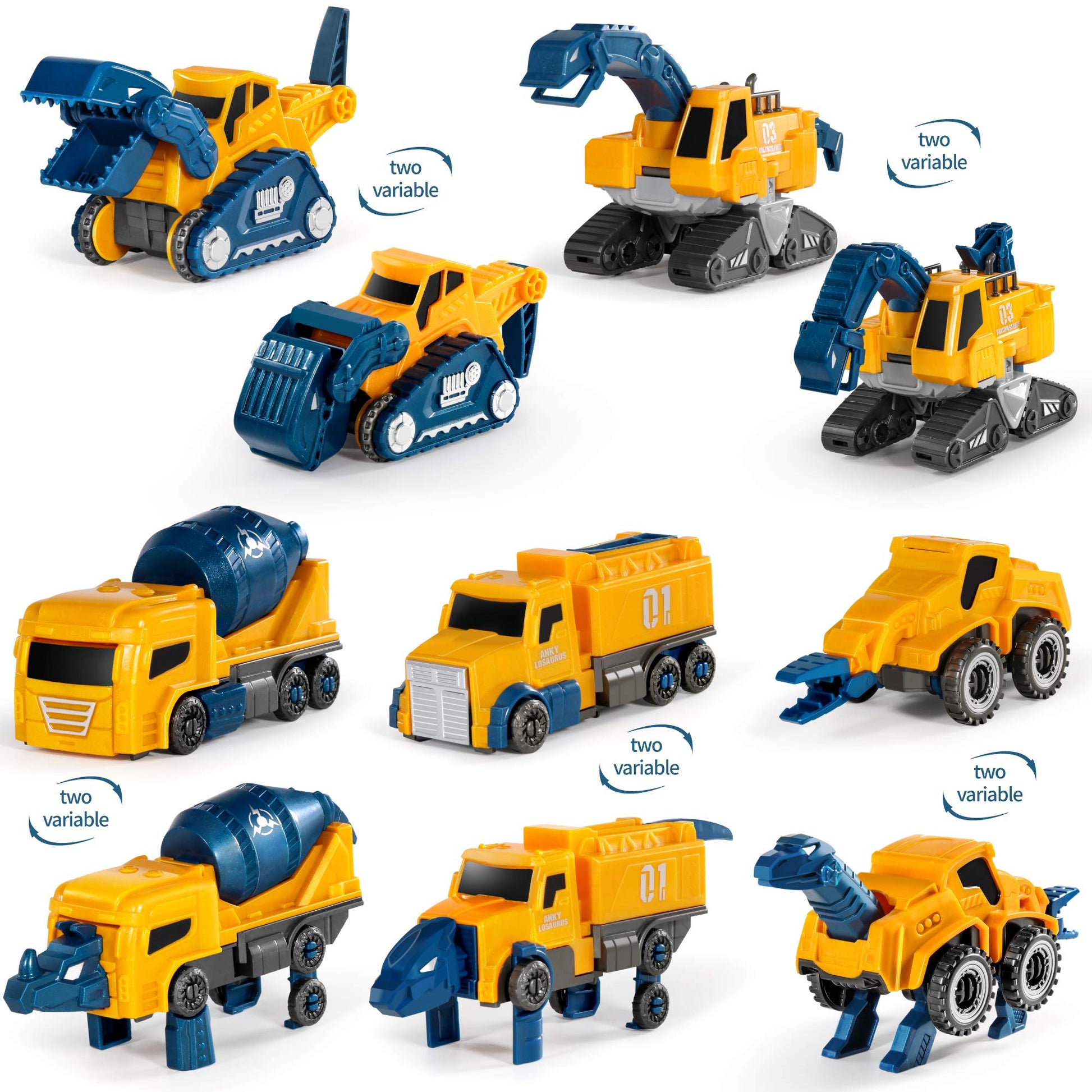 MIEBELY Toddler Robot Construction Vehicles Set - 5Pcs Transforming Robots for Kids - Magnetic Toys with Sturdy Connectors - Easy DIY Assembly