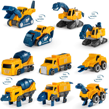 MIEBELY Toddler Robot Construction Vehicles Set - 5Pcs Transforming Robots for Kids - Magnetic Toys with Sturdy Connectors - Easy DIY Assembly