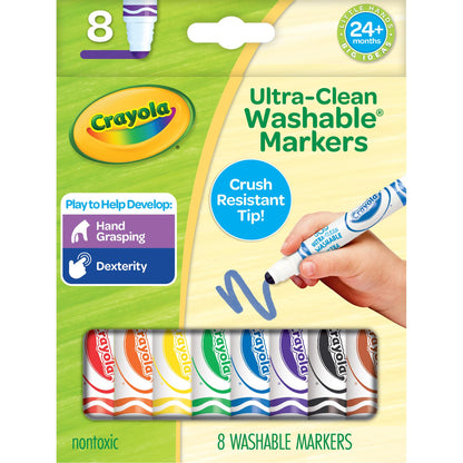 Crayola Crush Resistant Washable Toddler Markers, Pack of 8